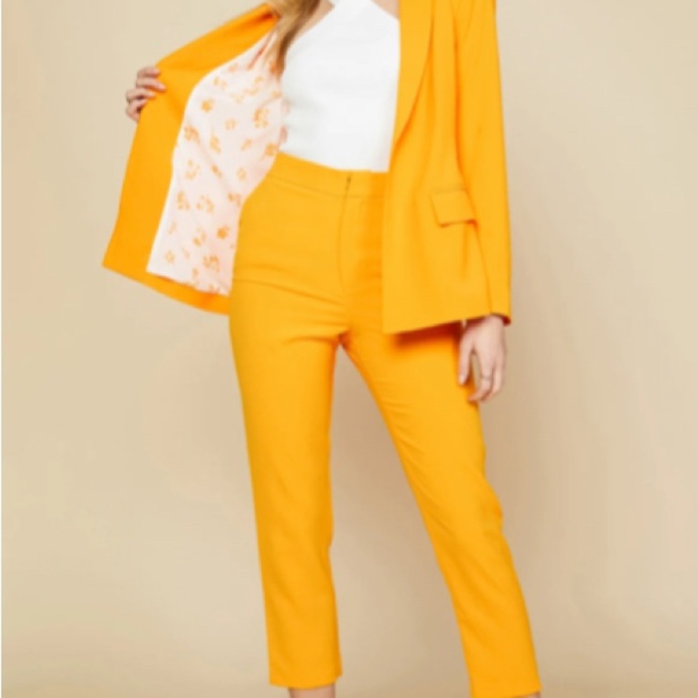 Skies Are Blue Welt Pocket Blazer & Trouser Set Sun Kissed Orange, Size Large
